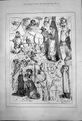 Original Old Antique Print Reminicences Darby Three Favourites Policeman 1878