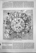 Antique Old Print Inside Outside Ring Harry Furniss Sketches Characters 1878