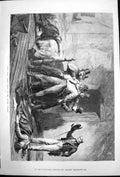 Antique Print Scene Nancy Sykes Olympic Theatre Man Woman Lying Floor 1878 19th