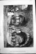 Original Old Antique Print Aquarium Trocadero Park Paris Crowds Visitors 1878