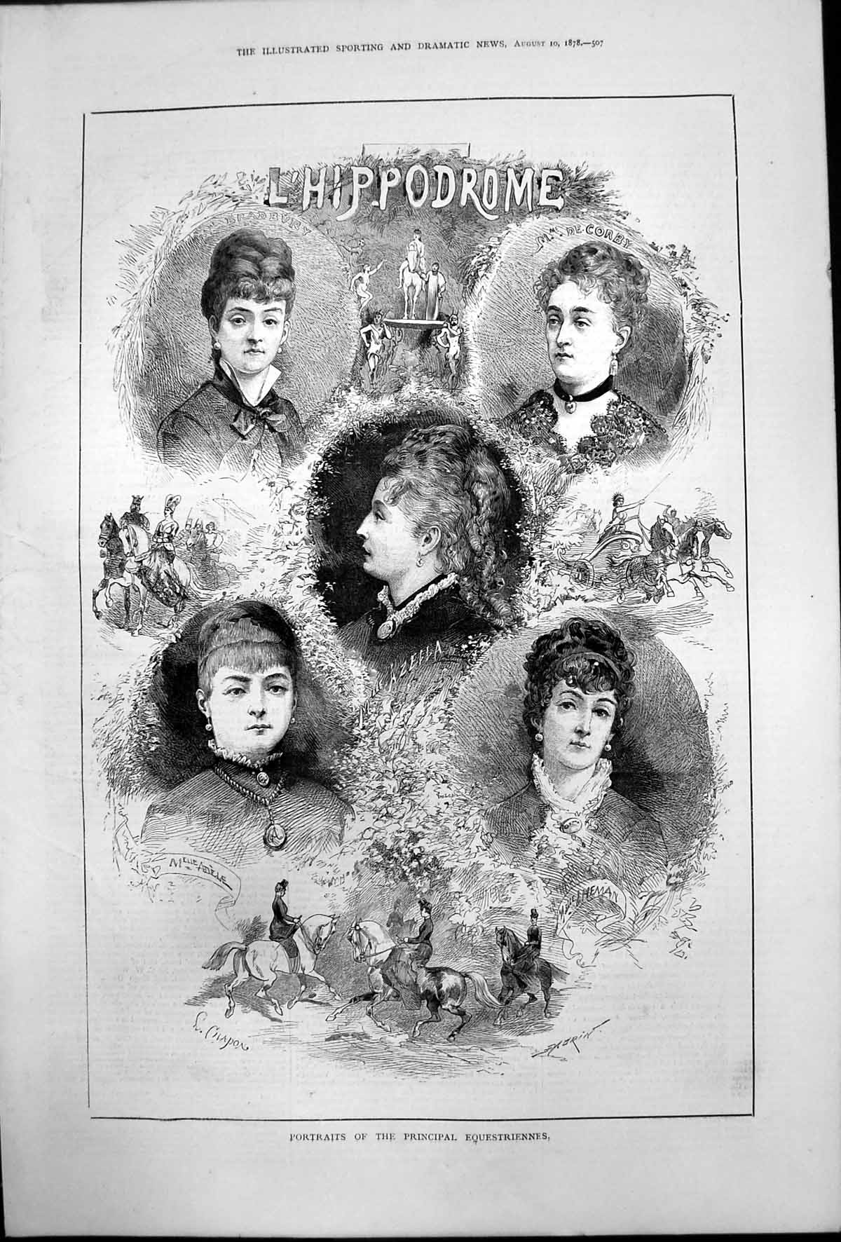 Old L'Hippodrome Portraits Principal Equestriennes Melle Adele Azella