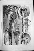 Old Antique Print Captain Boyton Seine Diving Suit Flag Flying Boats 1878 19th