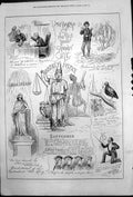 Old Antique Print Humours Past Month September M Stretch ProAdelphi 1878 19th