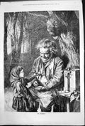 Original Old Antique Print Earnings Young Girl Man Counting Money 1878 19th
