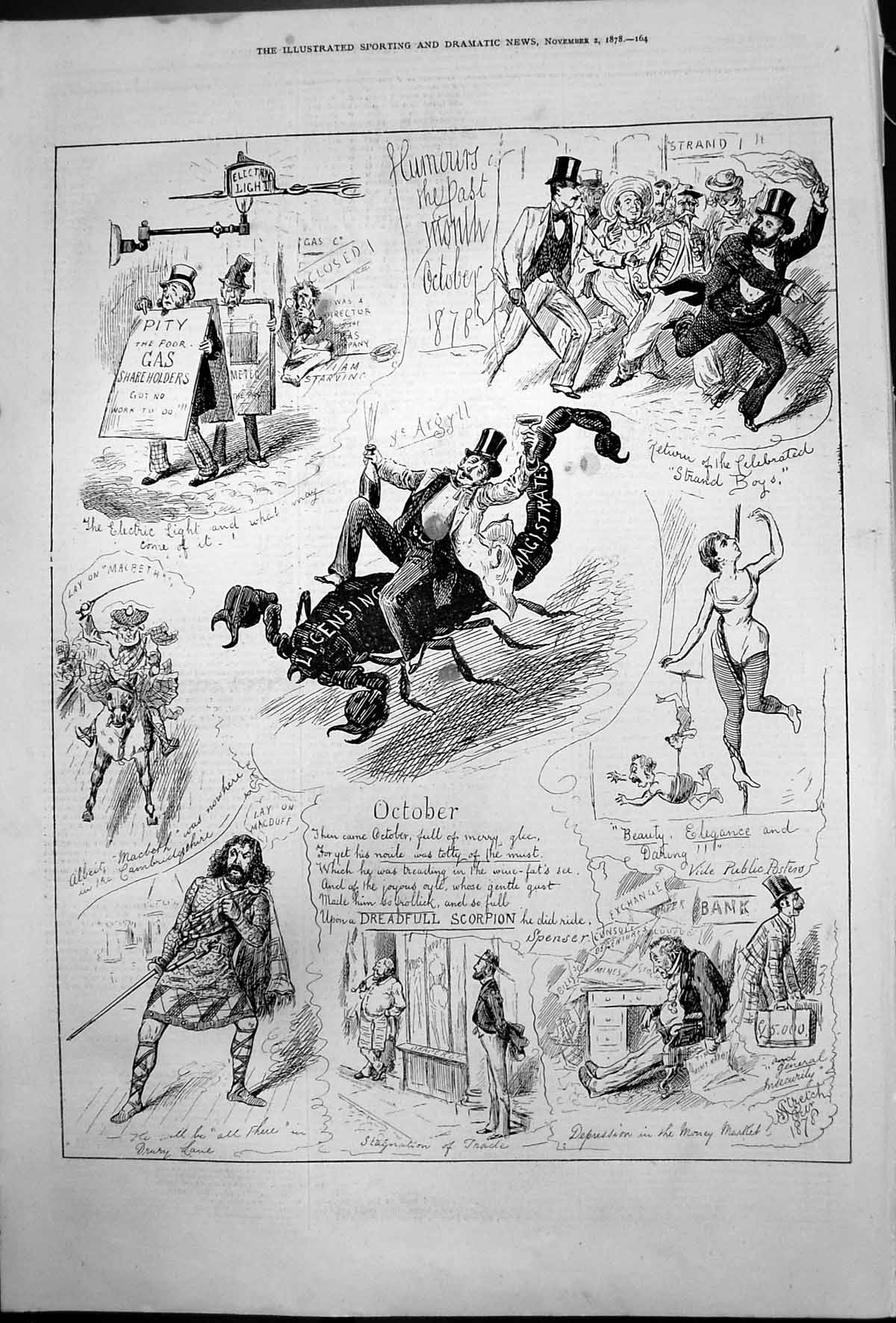 Old Humours Past Month October Return Strand Boys Public Posters 1878 Victorian