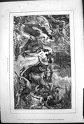 Original Old Antique Print Death Eurydice Surrounded Women Garlands Hair 1878