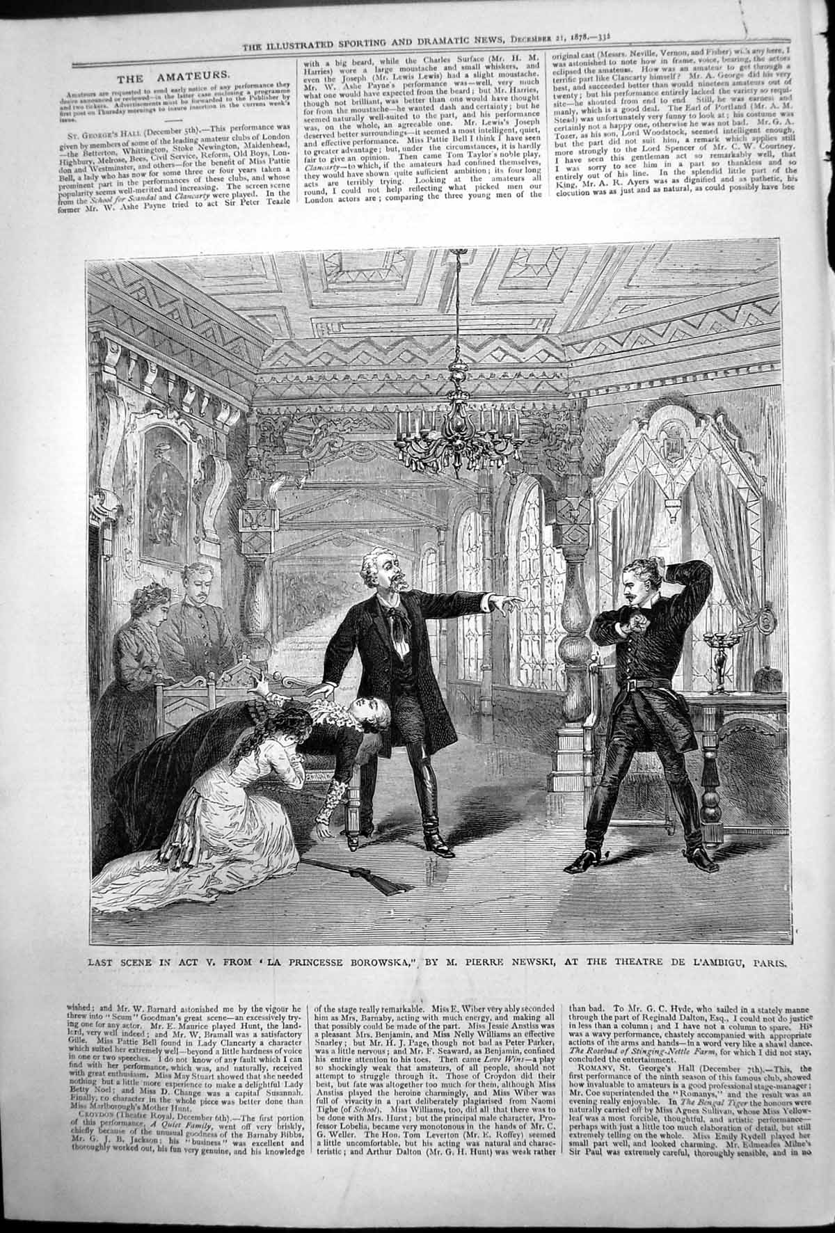 Old Scene La Princesse Borowska Theatre De L'Ambigu Paris Newski 1878 Victorian