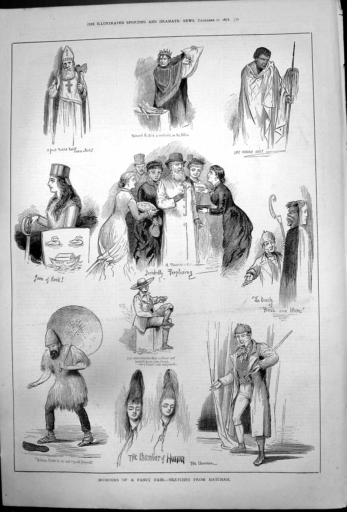 Old Humours Fancy Fair Sketches Hatcham Peuse Wore Indian Chief 1878 Victorian