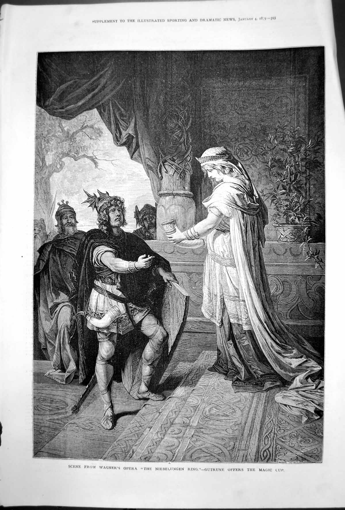 Antique Print Wagners Opera Niebelungen Ring Gutrune Offers Magic Cup 1879 19th