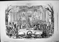 Original Old Antique Print Scene Pantomine Sangers Cast Dancing On Stage 1879