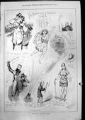 Antique Old Print Humours Past Month January Champion Opera Pantomine 1879 19th