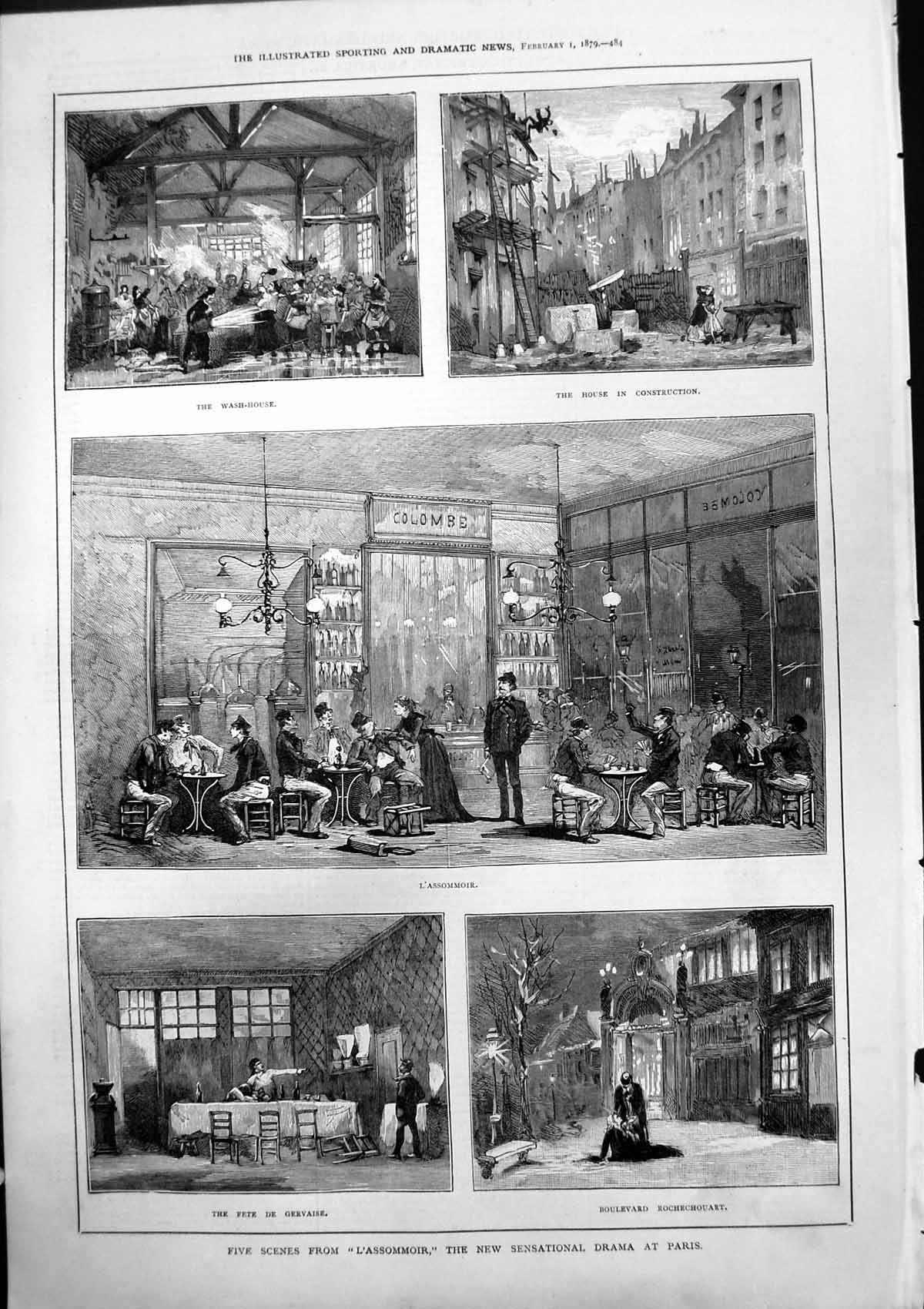 Old Scenes L'Assommoir New Drama Paris Fete De Gervaise Wash House 18 Victorian
