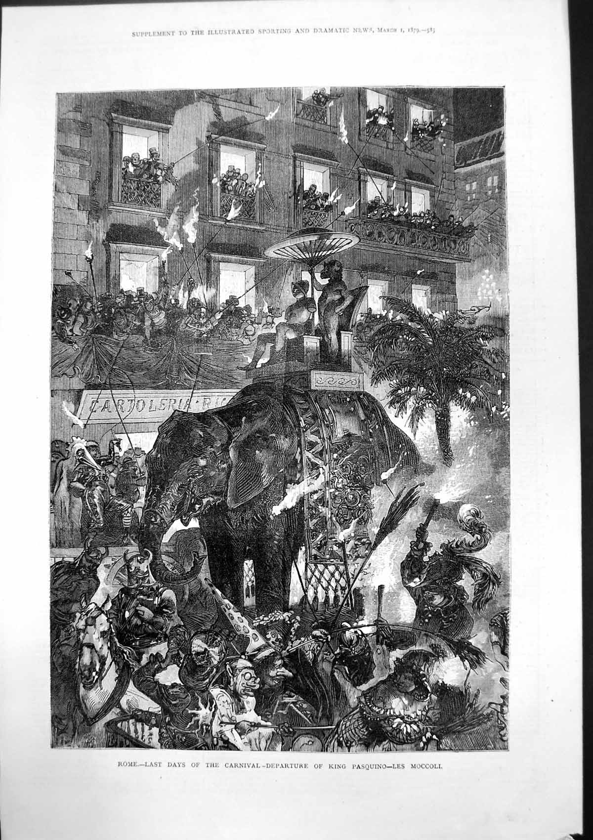 Old Rome Last Days Carnival Departure King Pasquino Les Moccoli 1879 Victorian