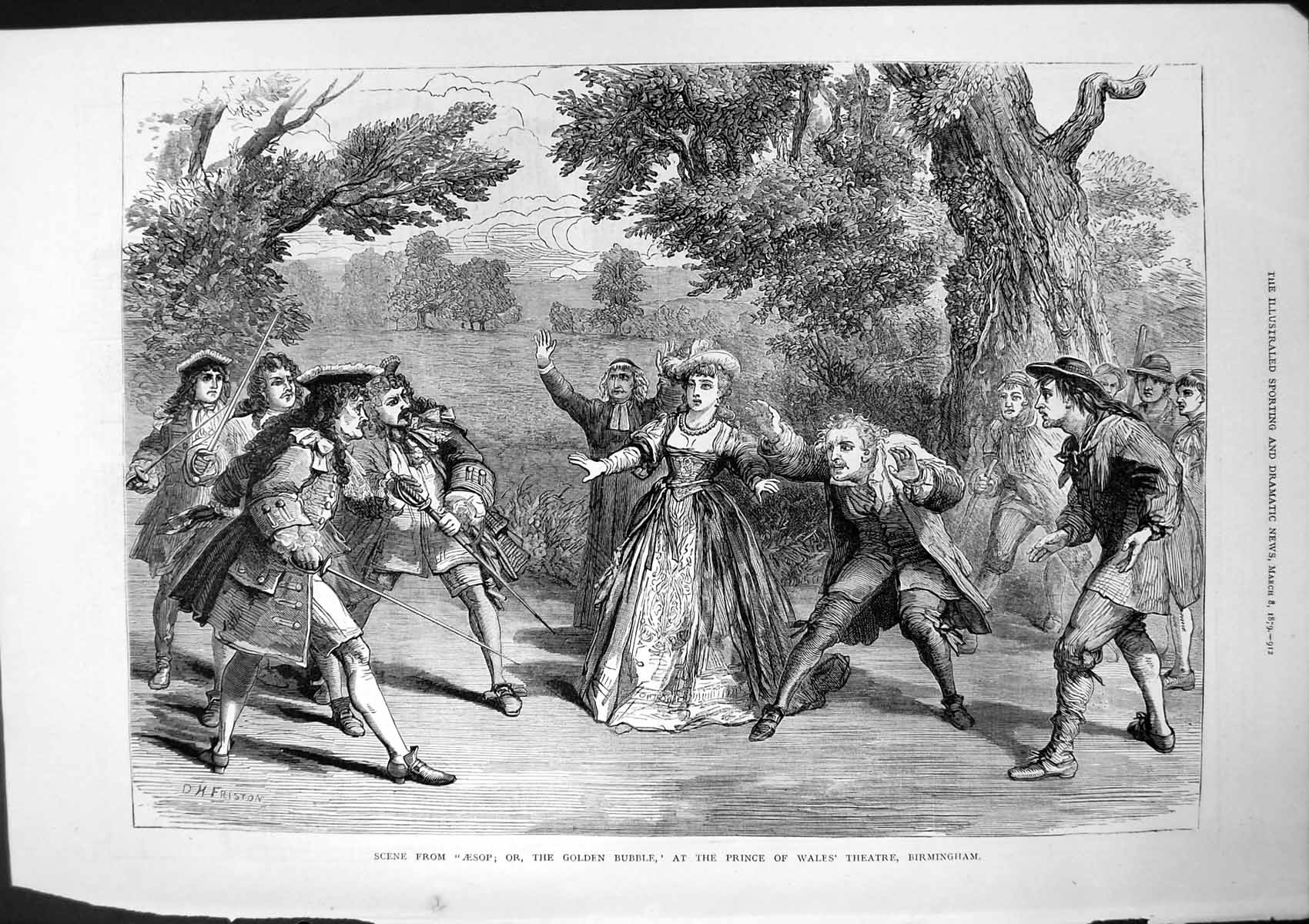 Antique Print Scene Aesop Gen Bubble Prince Wales Theatre Birmingham 1879 19th
