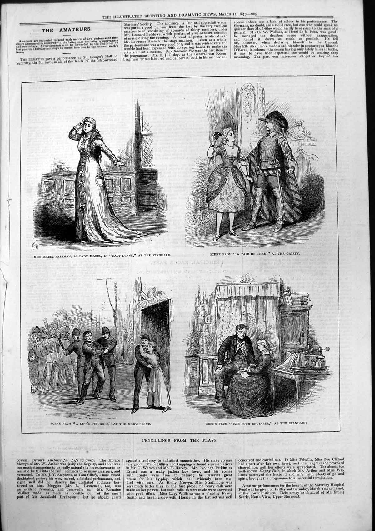Old Pencillings From Plays Lifes Struggle Poor Engineer East Lynne 18 Victorian