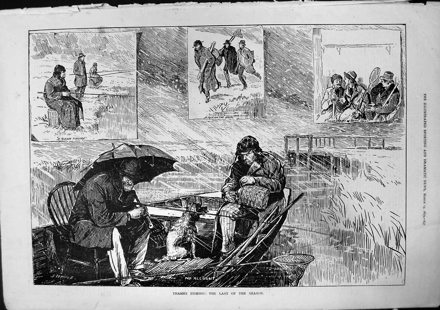 Old Thames Fishing Last Season Bank Failure Run Bank No Account 1879 Victorian