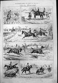Original Old Antique Print Hunting Sketches Days Run Last Three Run 1875 19th
