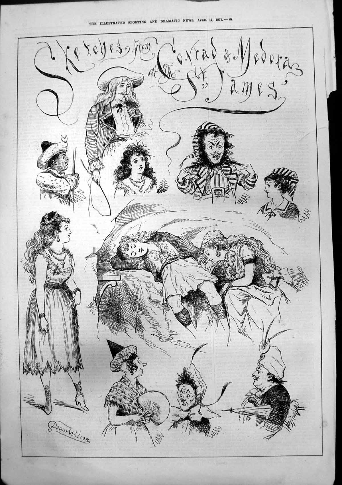 Old Antique Print Sketches From Conrad Medora St James Dower Wilson 1875 19th