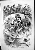 Original Old Antique Print Intimidad Or Lost Regalia Strand Theatre 1875 19th