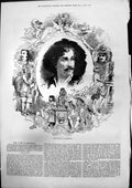 Original Old Antique Print Late M Melingue Celebrated French Actor 1875 19th