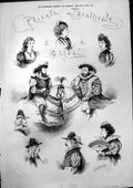 Original Old Antique Print Private Theatricals Bijou Dower Wilson 1875 19th