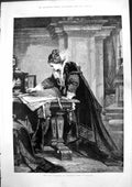 Original Old Antique Print Mrs Mary Gladstane As Elizabeth Queen England 1875