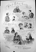Original Old Antique Print Fibs Modern Society Dower Wilson 1875 19th