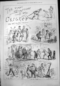 Antique Print First Symptons Cricket Season Field Garden Street Study 1875 19th