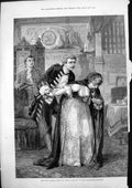 Old Antique Print New Library Scene David Garrick Haymarket Theatre 1875 19th