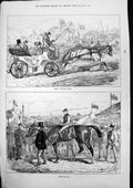 Antique Old Print Going Up The Course After Race J Hatman Horses Racing 1875