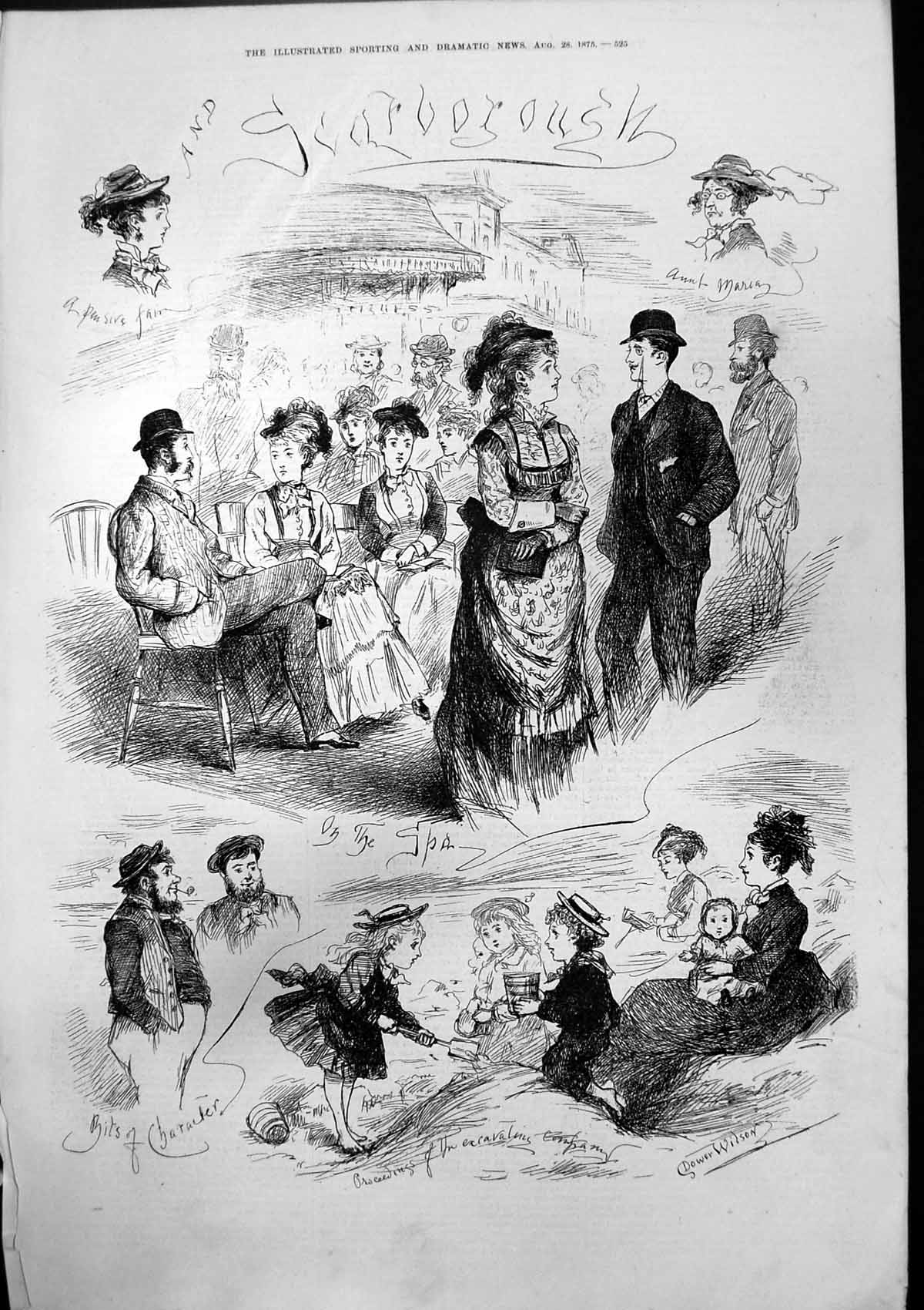 Old Sketches Scarborough Dower Wilson Pensive Fair Spa Characters 187 Victorian