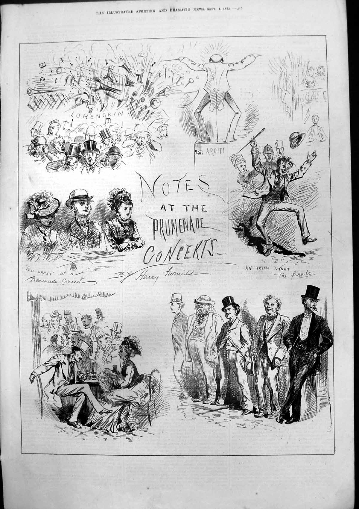 Old Notes Promenade Concerts Harry Furniss Full Dress Irish Night 187 Victorian