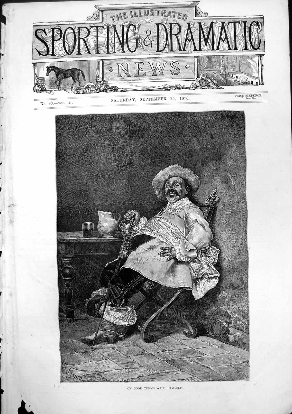 Old On Good Terms With Himself F Vinea Jolly Man Drinking Sword 1875 Victorian