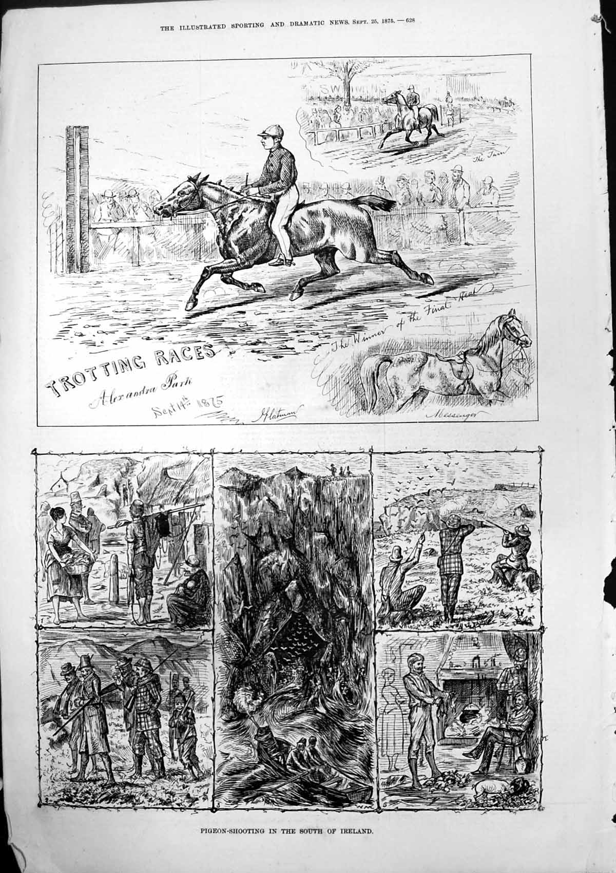 Old Trotting Races Alexandra Park Pigeon Shooting South Ireland 1875 Victorian