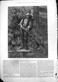 Old Antique Print Idle Dog Man Smoking Pipe Fishing River Stick Rod 1875 19th