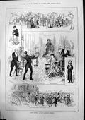 Antique Old Print Glad Tidings Standard Theatre Rotten Row Oaks Fulham 1883