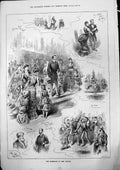 Old Print Marriage Miss Knight Passing Choir Best Man Thanks Ladies 1883 19th
