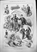 Antique Old Print La Vie Avenue Theatre Horace Morehen Continental Train 1883
