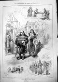 Original Old Antique Print Falka Comedy Theatre John Jellicoe John Swain 1883