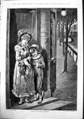 Old Pit Door Early Arrivals Weedon Grossmith Boy Girl Pantomine 1883 Victorian