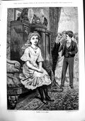 Old Waiting To Be Asked H Petherick Girl Seat Boys Behind Curtains 18 Victorian