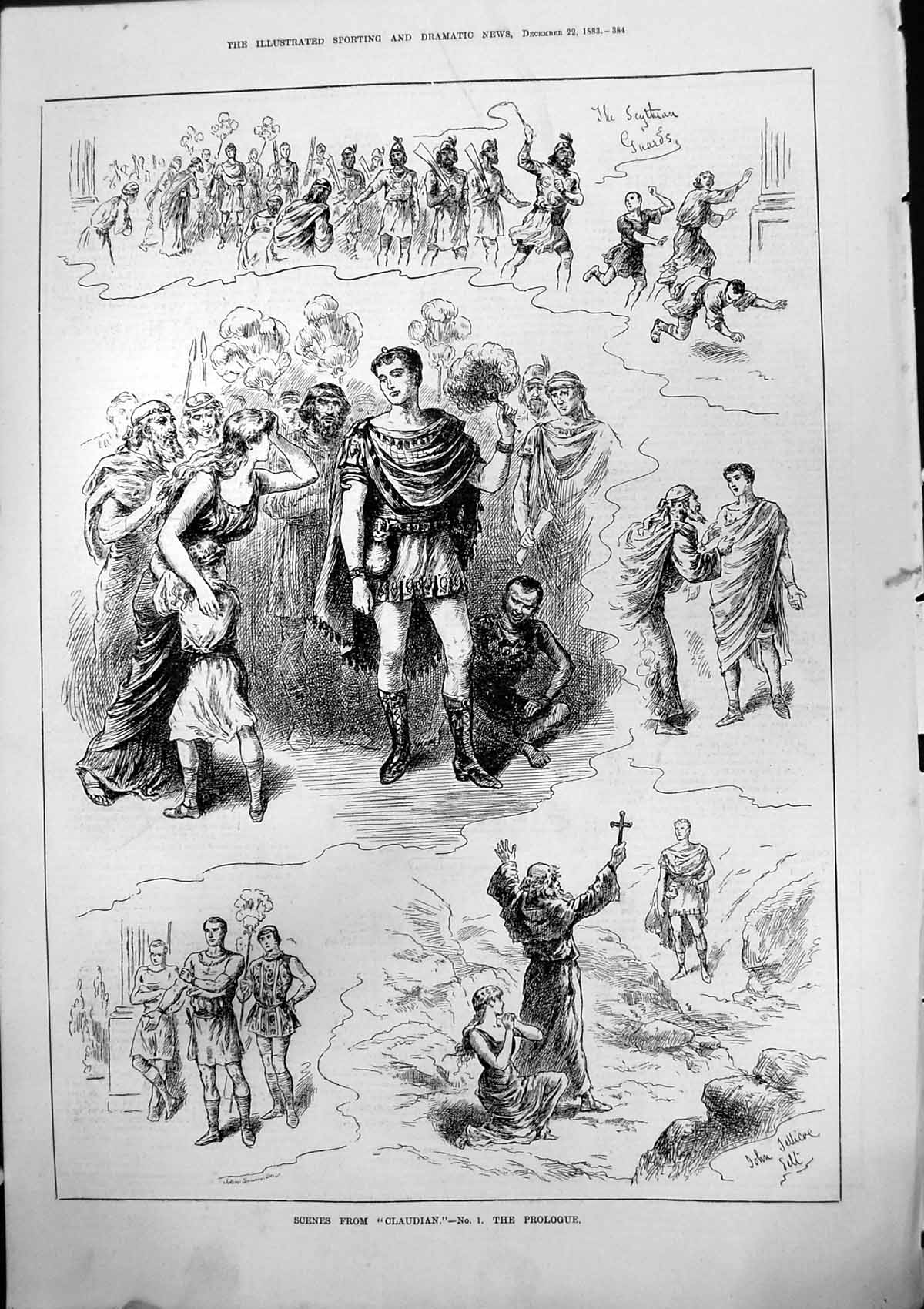 Old Print Scenes Claudian The Prologue John Jellicoe Scythan Guards 1883 19th