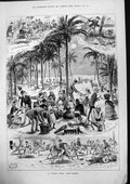 Old Print Donkey Picnic Ramleh Donkey Quadrilles Missing Donkey Road 1883 19th