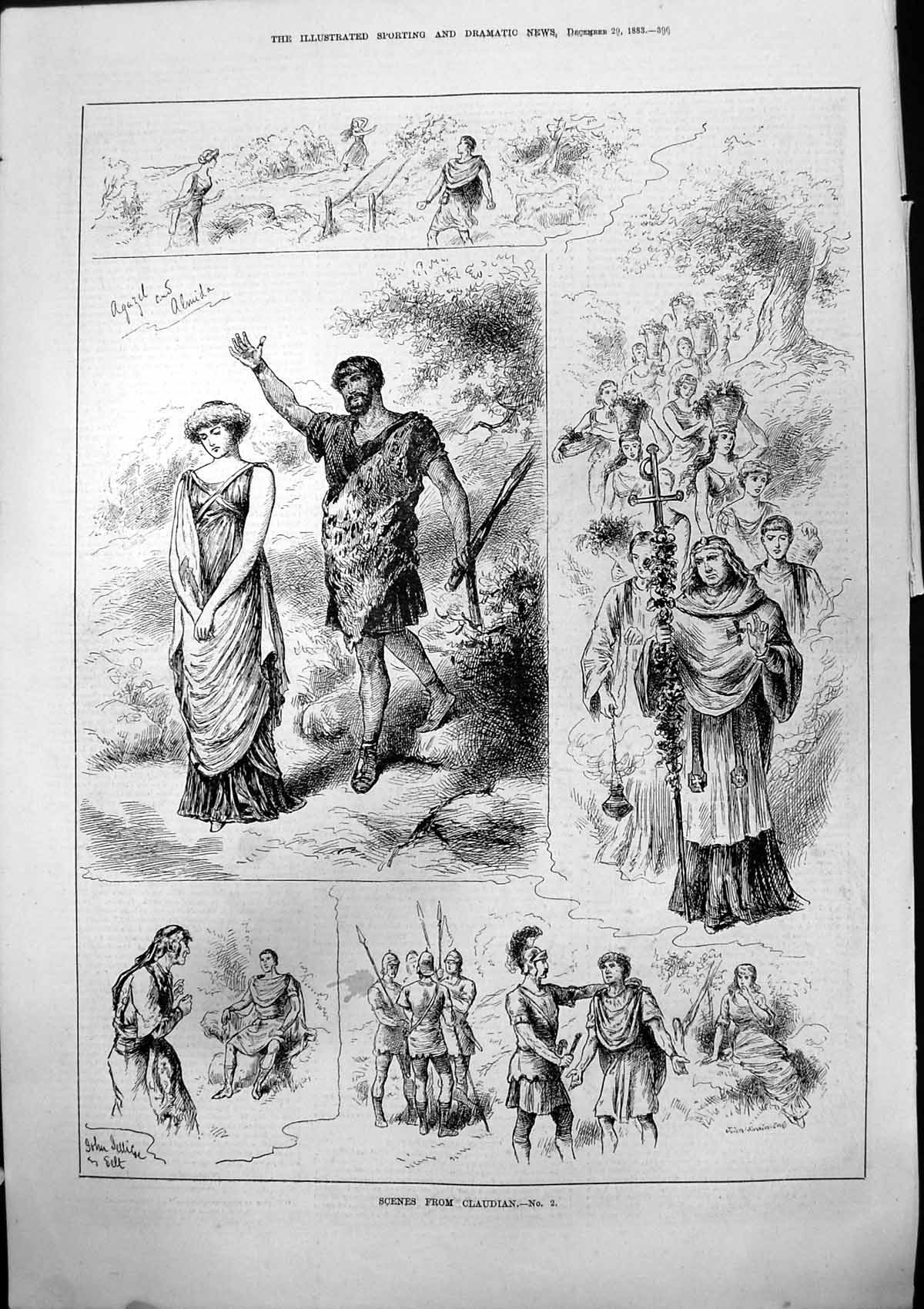 Antique Print Scenes Claudian John Jellicoe Agazil Almida Bishop Cross 1883