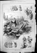 Antique Print Scenes Claudian John Jellicoe Man Surrounded Ruins Lady 1884 19th