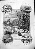 Antique Print Winter Country John Swain Mansion House Skating Ice Snow 1884