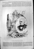 Old Antique Print Portrait Auber View His Tomb La Muette De Portici 1877 19th