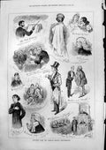 Antique Old Print Sketches Compton Benefit Performance Othello Golightly 1877