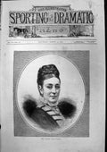 Original Old Antique Print Portrait Mrs March Virginia Gabriel 1877 Victorian