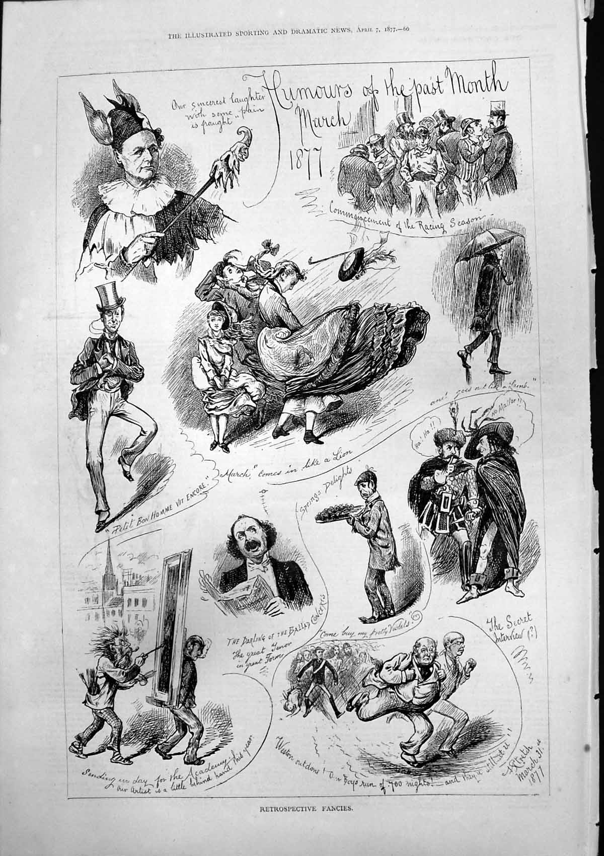Old Retrospective Fancies Humours Past Month March In Like Lion 1877 Victorian